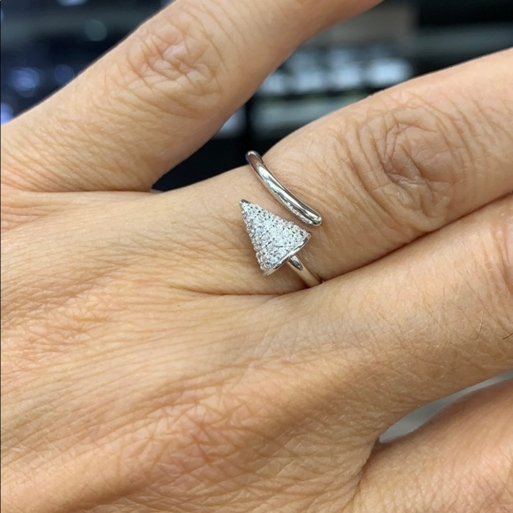 Unique Sterling Silver CZ Ring Band sz 5 6 7 8 9